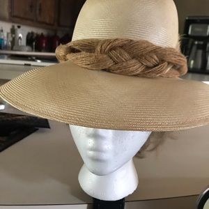 Straw, Designers Label w/  Feather Fedora Hat